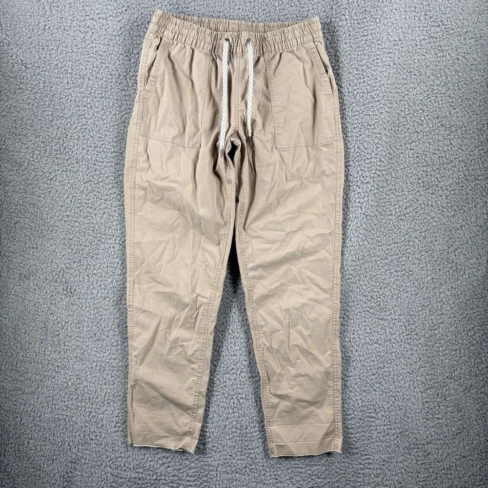 Vuori Pants Womens Khaki Ripstop Drawstring Organic Cotton Small S Hiking 27”